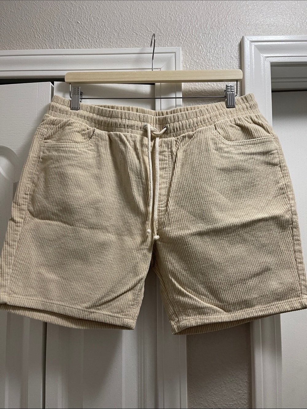 Essentials Men's Corduroy Drawstring Shorts in Beige